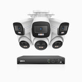 NightChroma<sup>TM</sup> NCK500 - 3K 8 Channel PoE Security System with 3 Bullet & 3 Turret Cameras, Acme Color Night Vision, f/1.0 Super Aperture, Active Alignment, Built-in Microphone, IP67, All-Metal Housing